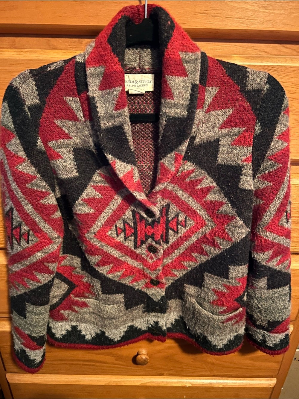 Ralph Lauren Denim & Supply Aztec Shawl Collar Cardigan Wool Blend
